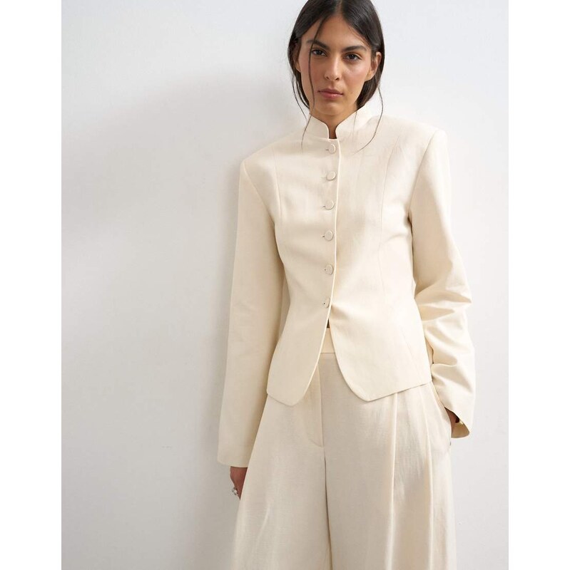 Topshop co ord drummer jacket in ecru-Neutral 115411027