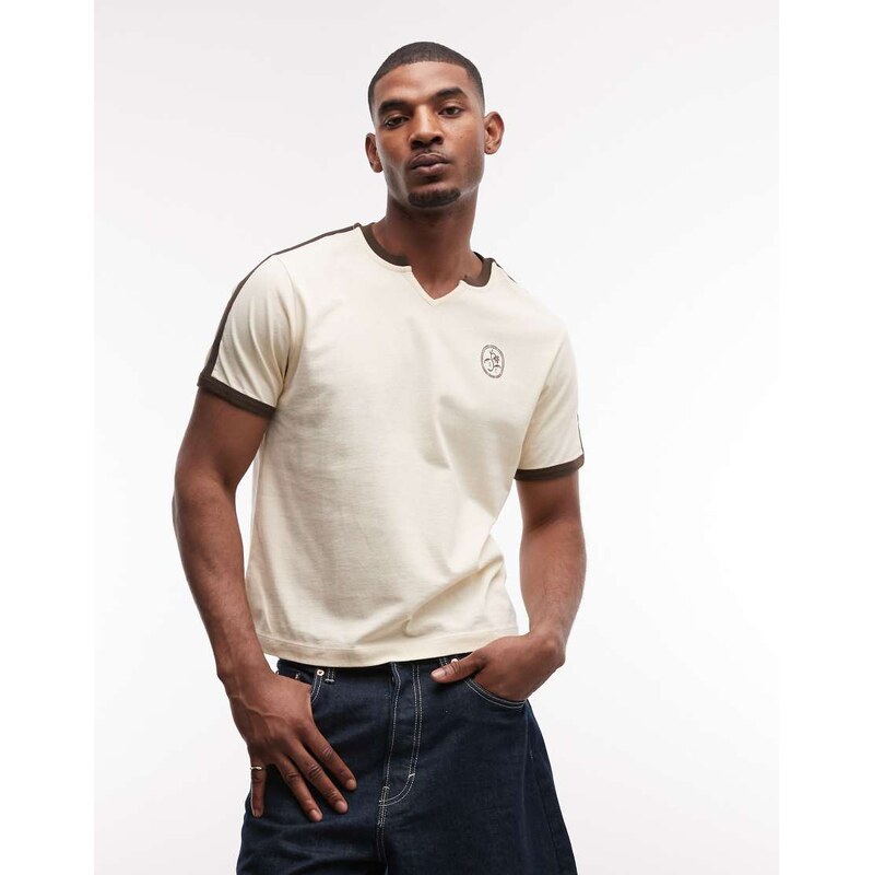 ASOS DESIGN boxy oversized t-shirt with chest graphic and piping