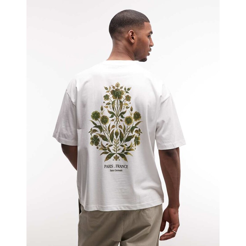 ASOS DESIGN oversized t-shirt with floral graphic in white