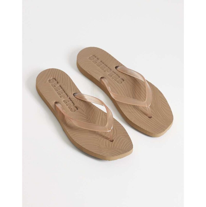 SLEEPERS tapered flip flops in sand transparent-Neutral 115520708