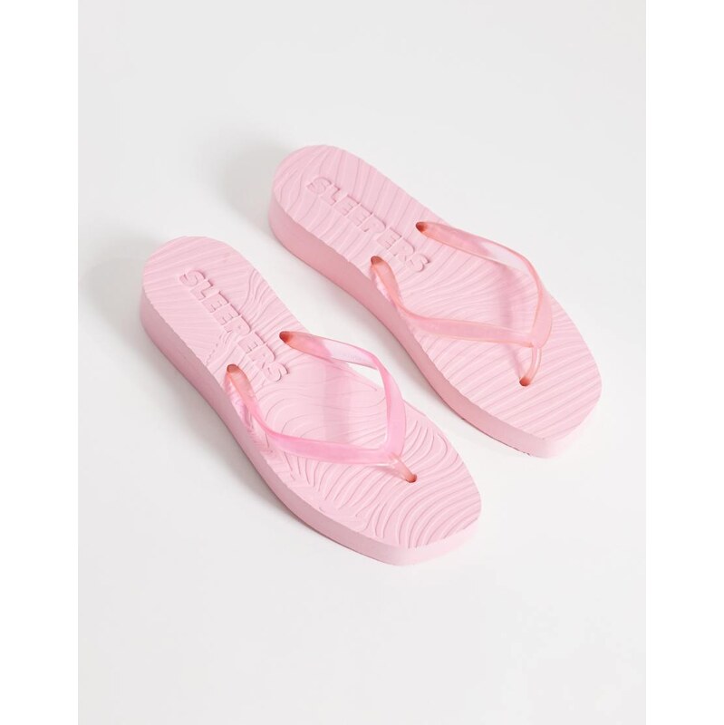 SLEEPERS tapered platform flip flops in pink sorbet transparent 115520711