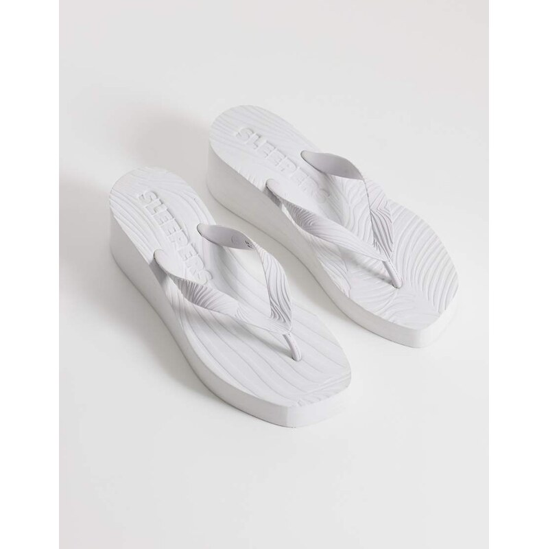 SLEEPERS high platform flip flops in white 115520713