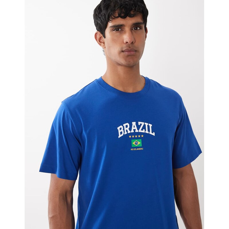 Jack & Jones World Cup Brazil t-shirt in blue
