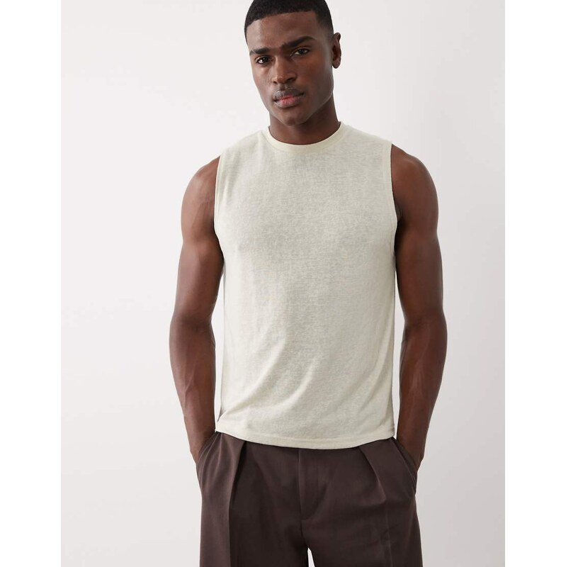 ASOS DESIGN boxy oversized regular fit tank in light green linen