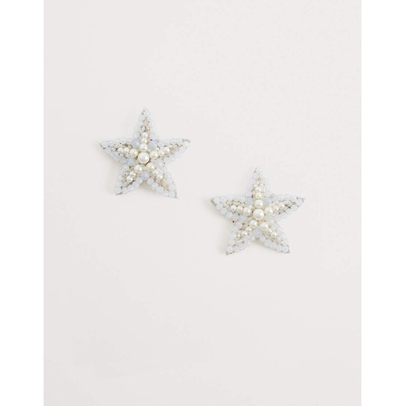 Accessorize sabrina starfish beaded stud earrings in white 115529546