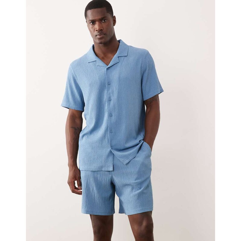 New Look co-ord crinkle shorts in light blue
