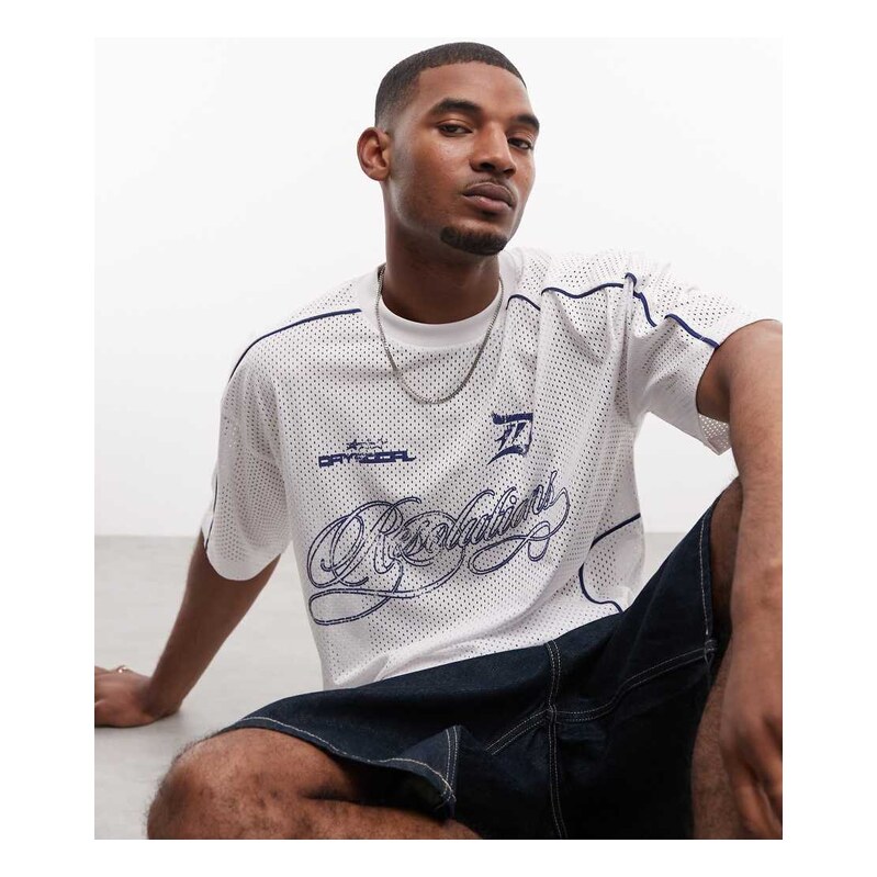ASOS DESIGN boxy oversized drop shoulder t-shirt with football