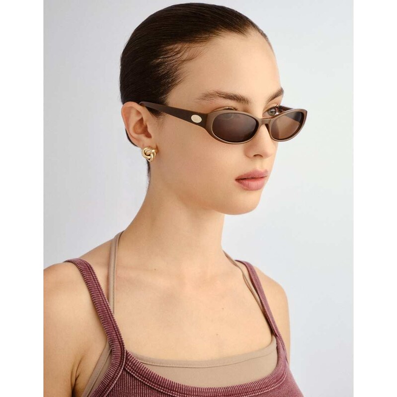 Le Specs Popalicious slim sunglasses in brown 115535952