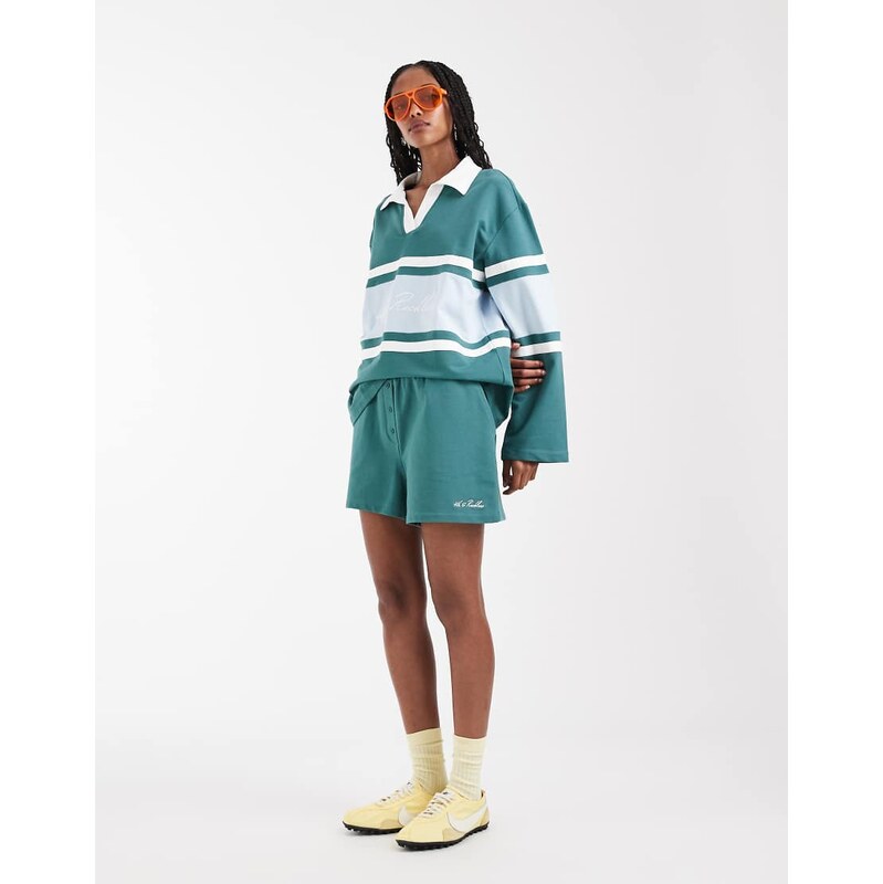 4th & Reckless elasticated waist boxer short co-ord in green 115414114