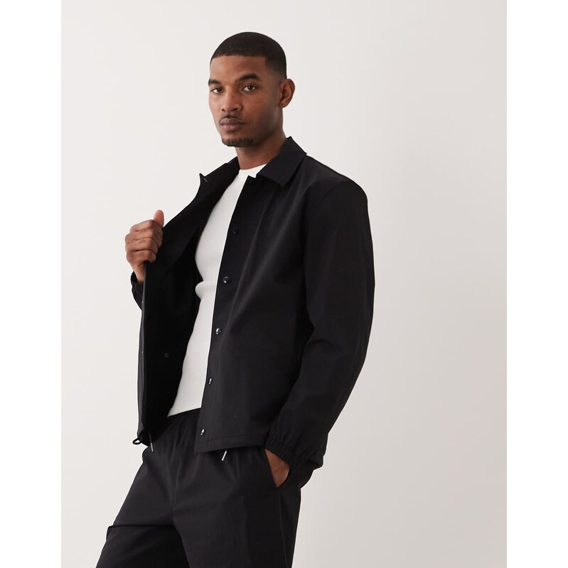 ARKET co-ord popper front overshirt in black