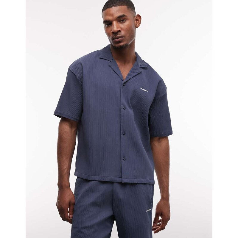 Pegador troy plissee summer shirt co-ord in twilight blue
