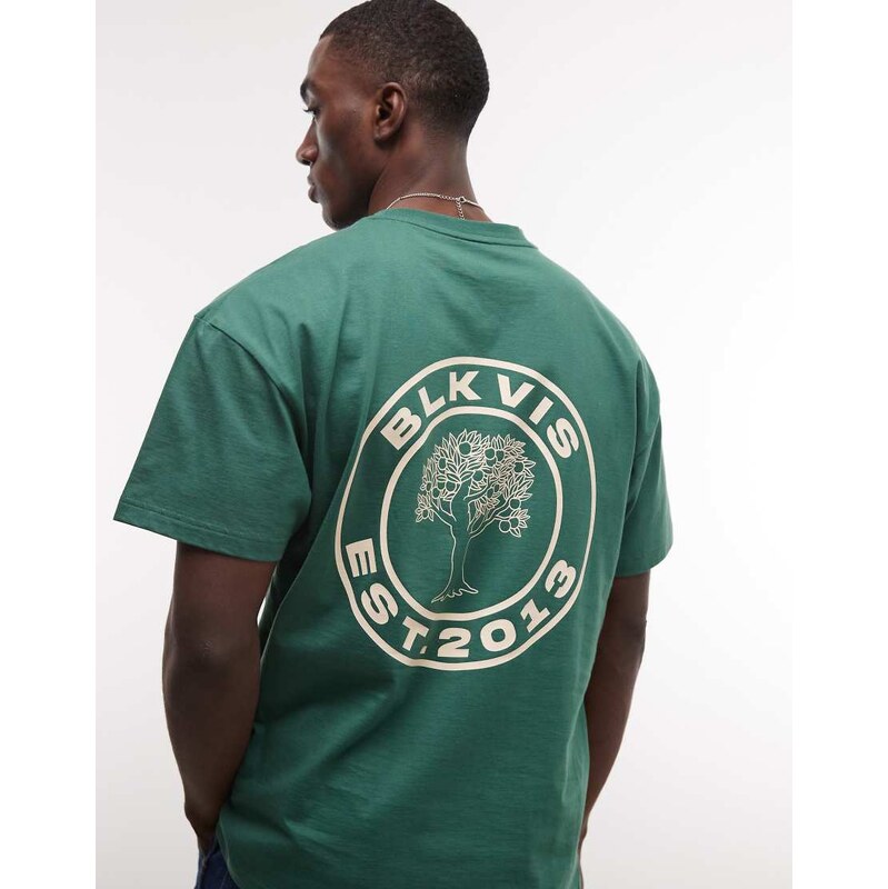 BLKVIS source t-shirt with back graphic in green