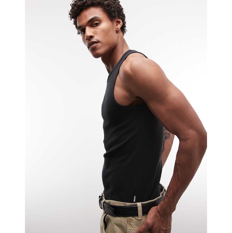 BLKVIS script logo vest in black