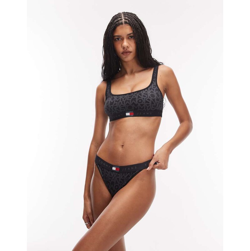 Tommy Hilfiger Tommy Jeans logo print cheeky bikini bottom in