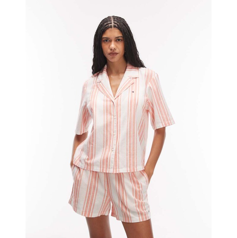 Tommy Hilfiger Essentials pyjama set in peach stripe-Orange 115414076