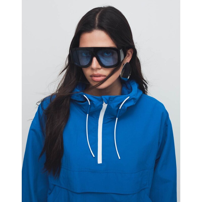 ASOS DESIGN shower resistant overhead track jacket in bright blue 115414086
