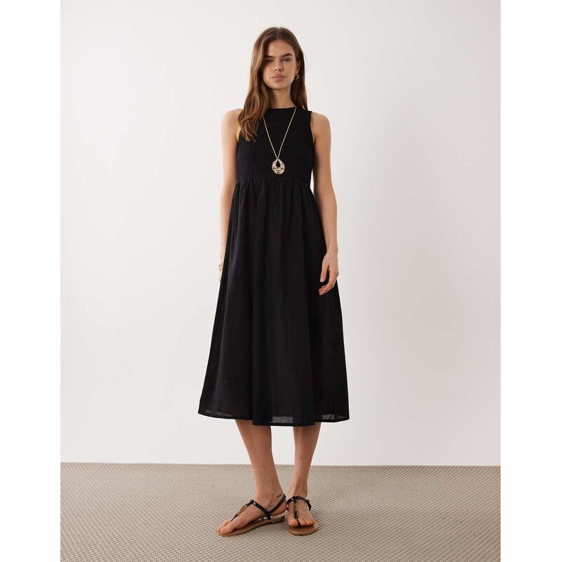 JDY sleeveless smock midi dress in black