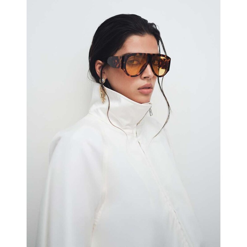 & Other Stories funnel neck short jacket in off white
