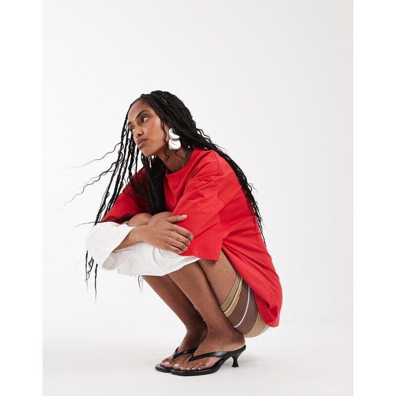 Lioness 2 in 1 oversized t-shirt overlay and striped long sleeve shirt 115522616