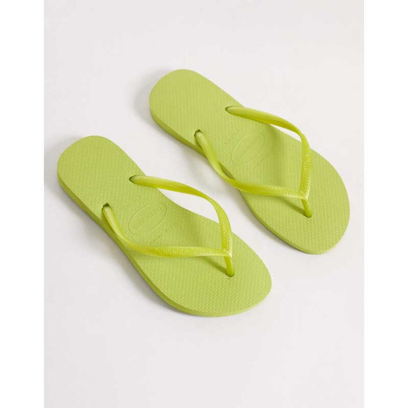Havaianas slim flip flops in lime-Green