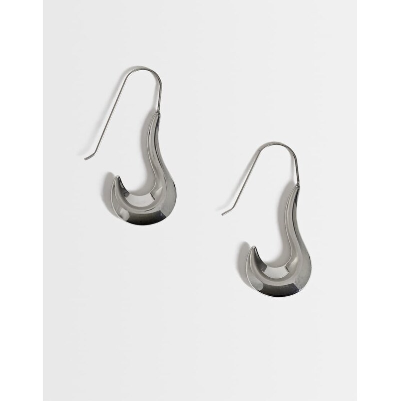 Topshop Claudia waterproof wavy drop hoop earrings in stainless
