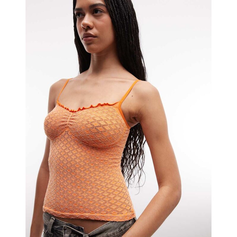 ASOS DESIGN seamless jacquard cami top in orange