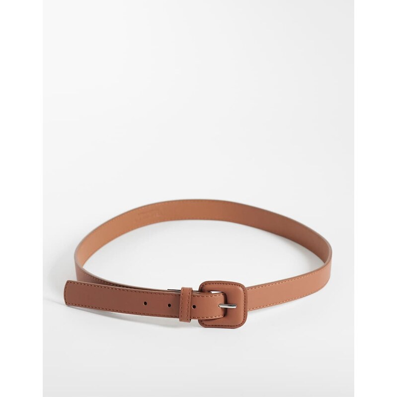 Vero Moda large buckle belt in cognac brown