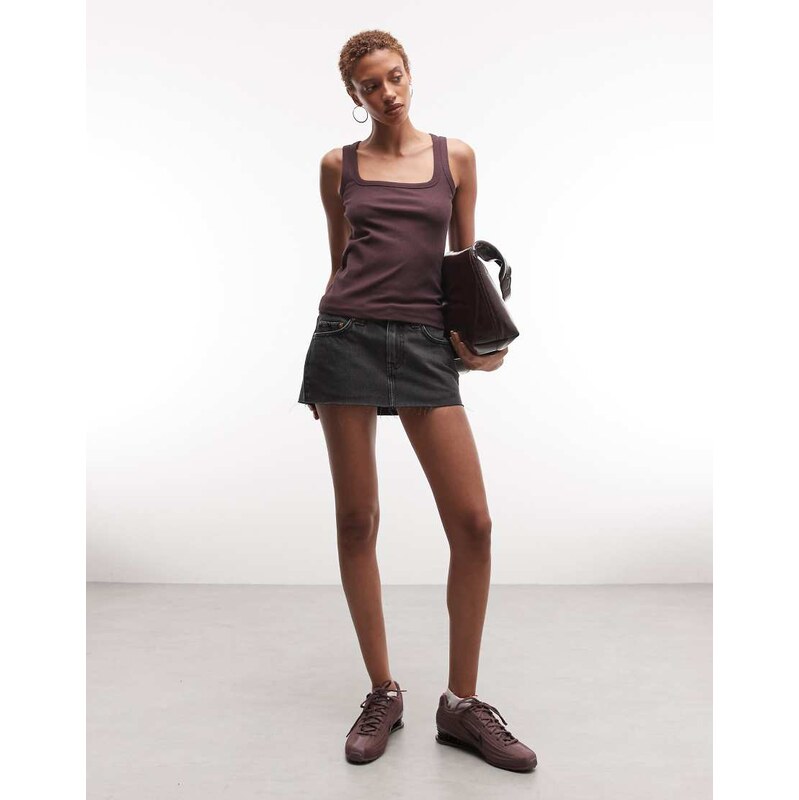 Weekday denim mini skirt in black wash