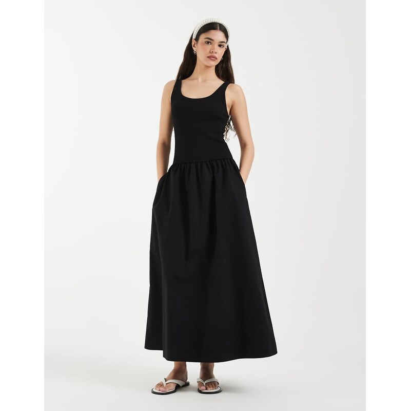 & Other Stories fitted bodice maxi jersey dress with cotton