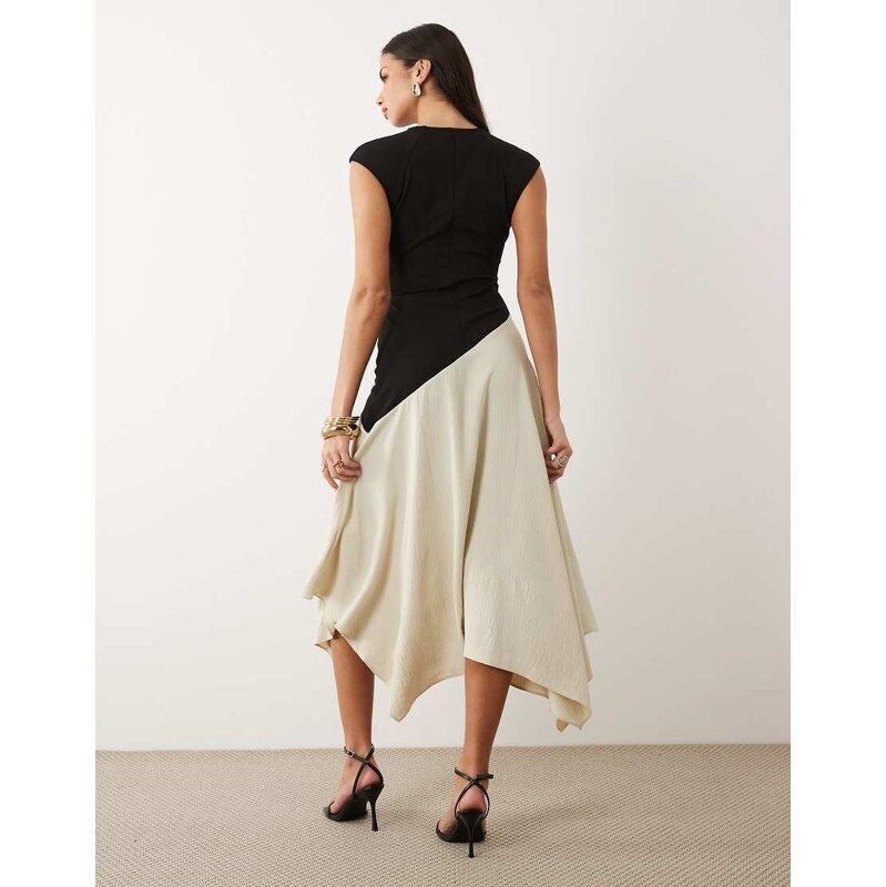 ASOS DESIGN hybrid midi dress with asymmetric drop waist in