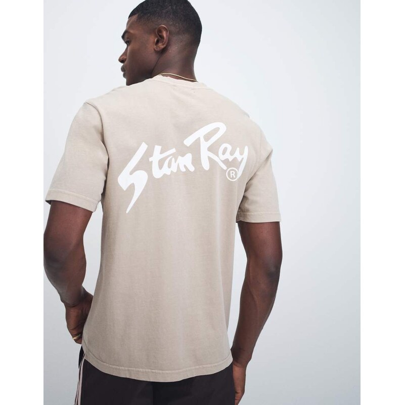 Stan Ray logo short sleeve t-shirt with back print in beige