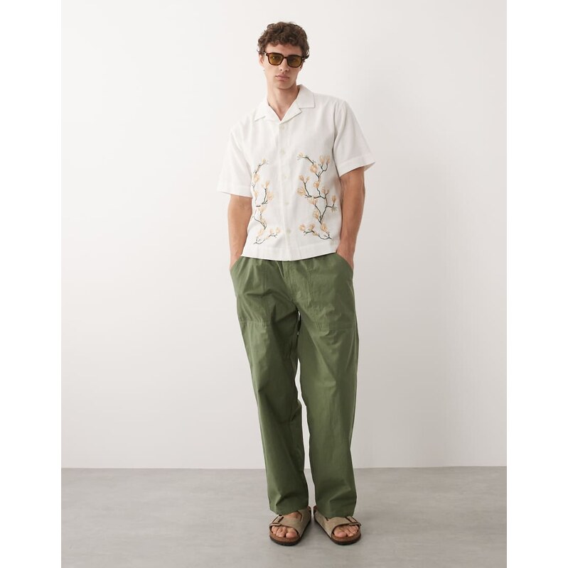 Stan Ray elasticated waist baggy trousers in khaki-Green