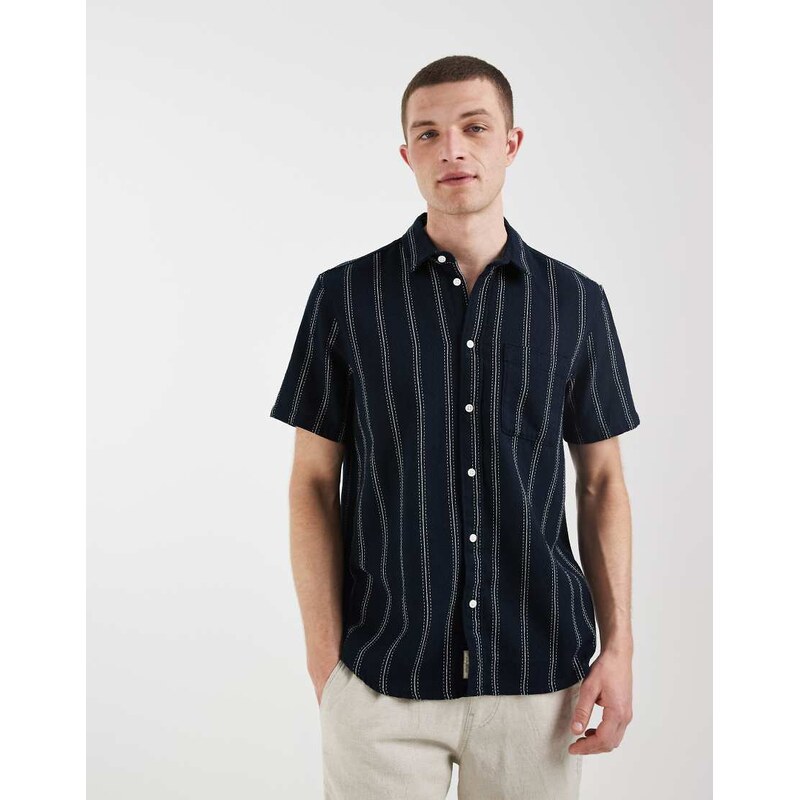 BLEND 100% cotton regular fit shirt in navy stripe