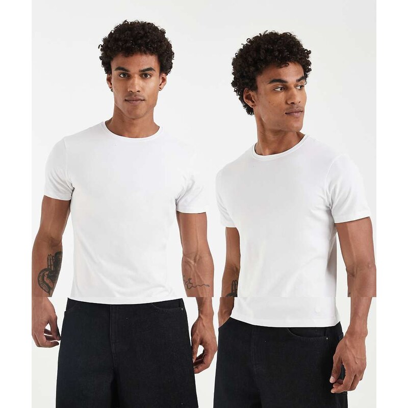 BLEND 2 pack cotton-rich slim fit crew neck t-shirts in white