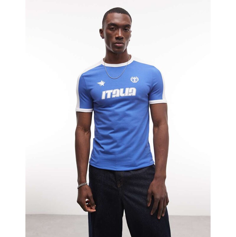 ASOS DESIGN muscle ringer t-shirt with Italia football graphic