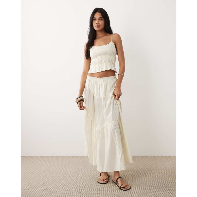 Iisla & Bird maxi ruffle skirt in cream-White