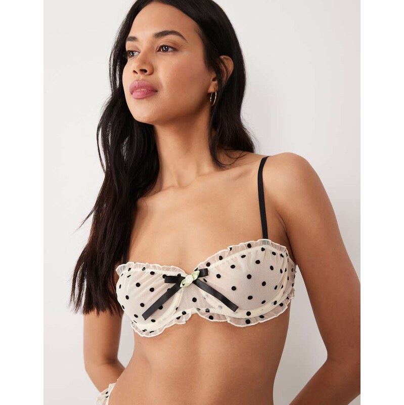 Wild Lovers Romy mesh bra in black and white polka dot 115415027
