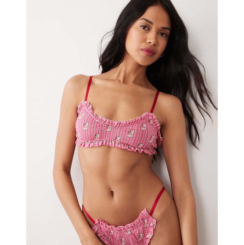 Wild Lovers Ines bralette in pink stripe cowboy print-Multi 115521278