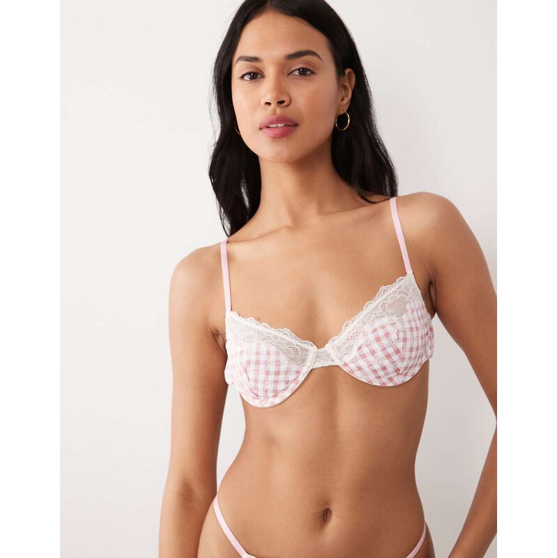 Wild Lovers Mireille underwired bra in pink gingham 115415031