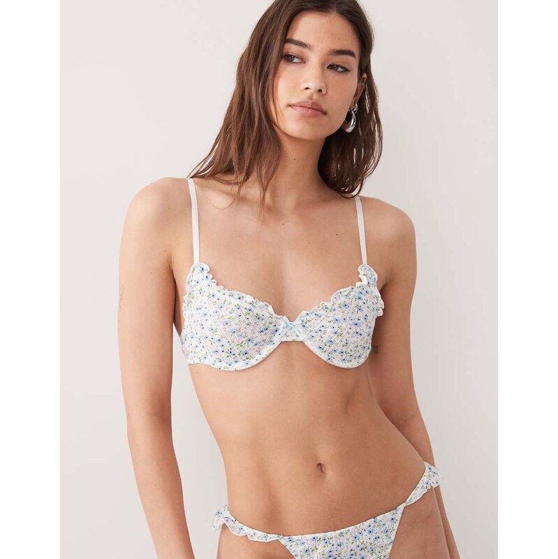 Wild Lovers Lison underwired floral bra in blue 115415037
