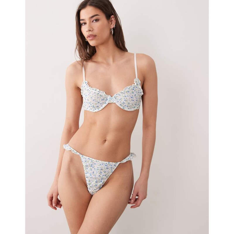Wild Lovers Lison floral ruffle french brief in blue 115415038