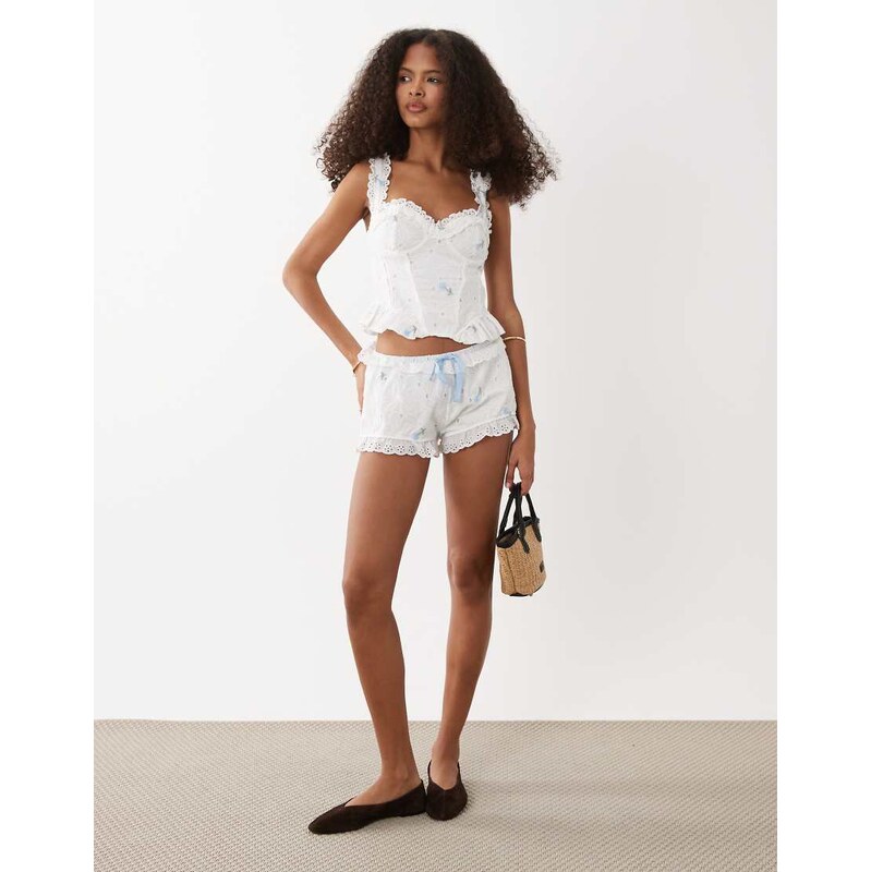 Wild Lovers Paulette floral embroidered bloomer shorts in white 115521281