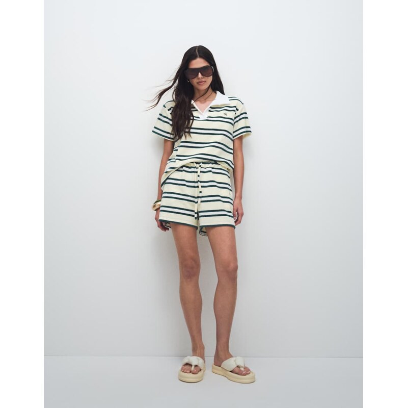 4th & Reckless towelling collared drawstring waist shorts co-ord