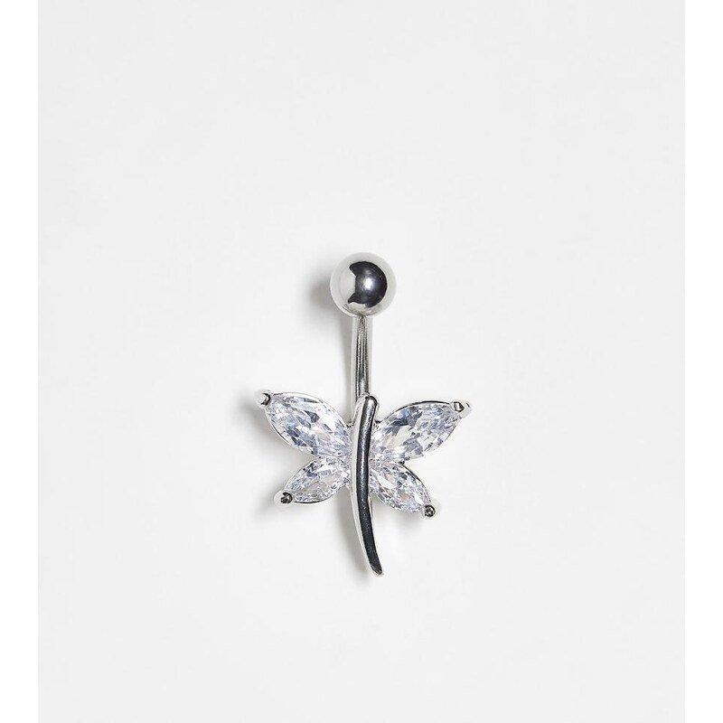 Kingsley Ryan gemset butter fly belly bar in silver