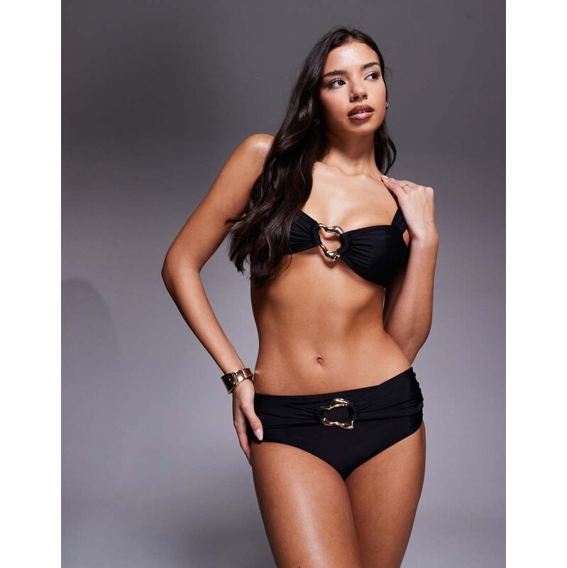 Moda Minx high waisted bikini bottom with molten hardware detail