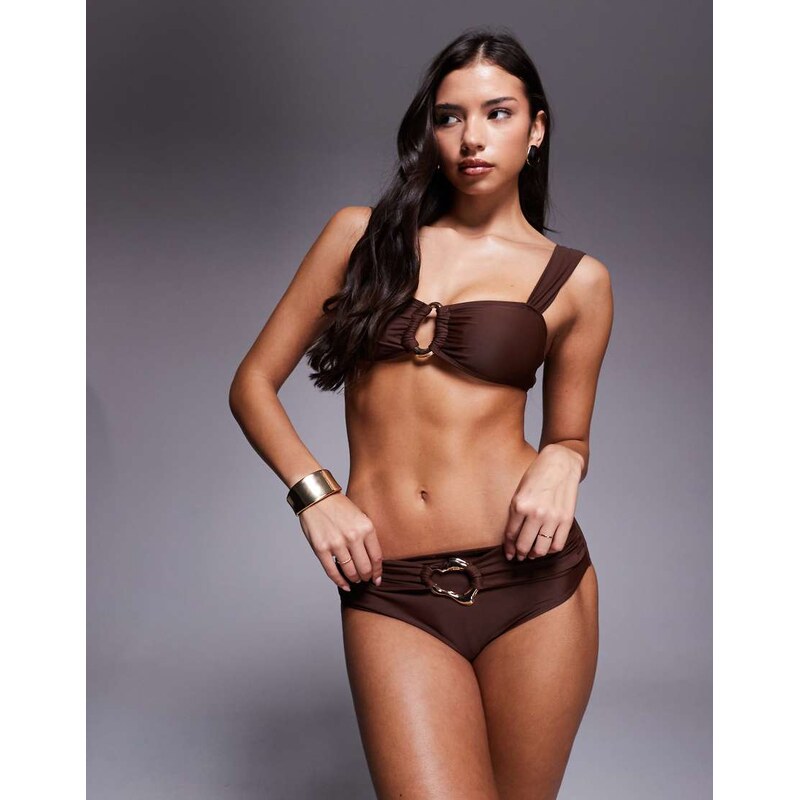 Moda Minx high waisted bikini bottom with molten hardware detail in 115414924