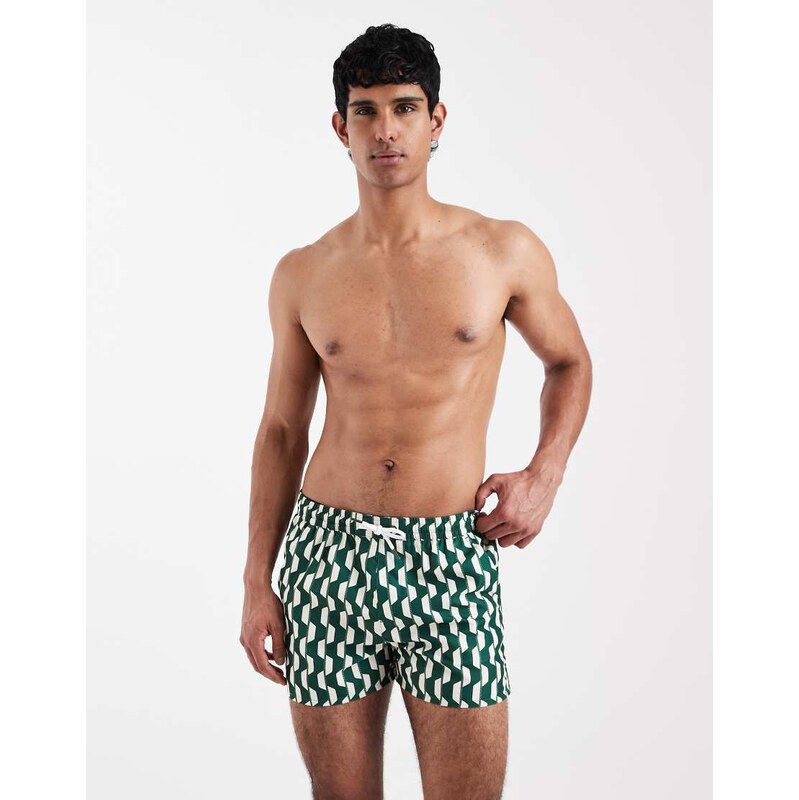Aray geo print swimshort in green geo print
