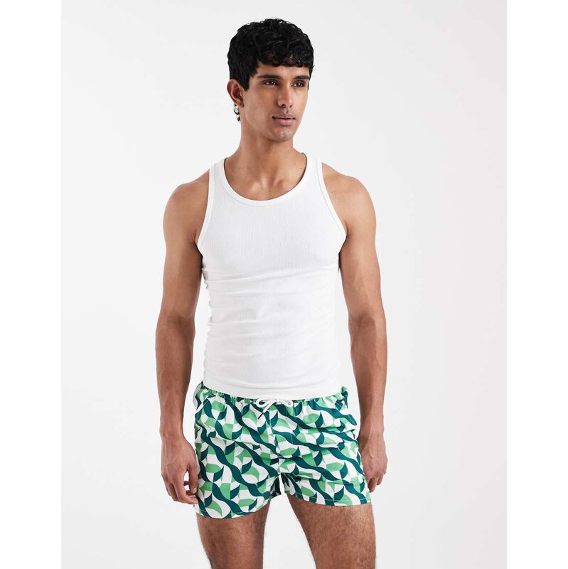 Aray geo print swimshort in green multi