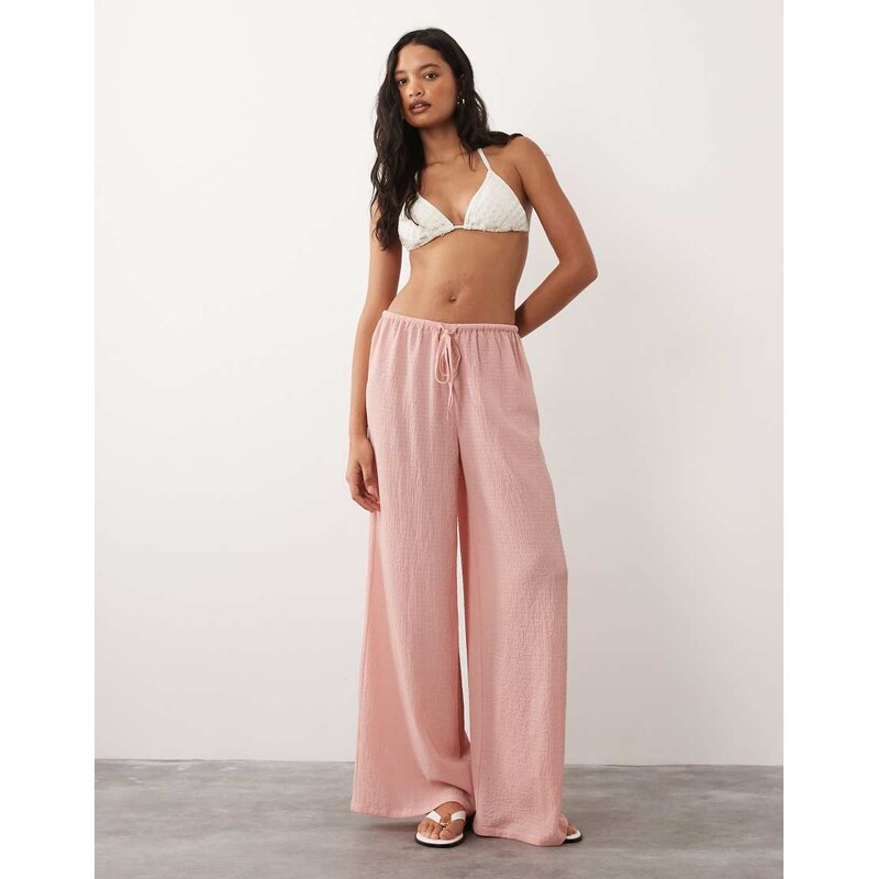 Aray semi sheer beach trouser in blush pink