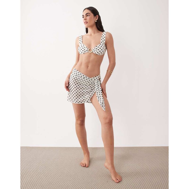 Aray polka dot mini sarong in white